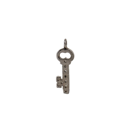 Pave Key Charm 925 Sterling Pave Key Charm Pendant Silver