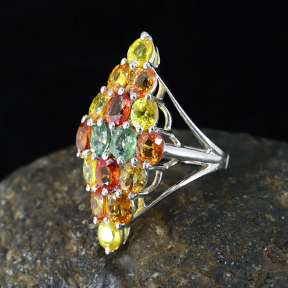Multi Sapphire 925 Sterling Elegant Ring Silver