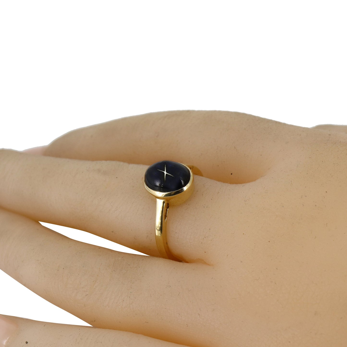 Solitaire Black Star Bezel Ring 14K Gold
