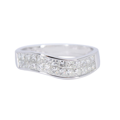 White Princess Cut Ring 14K Gold