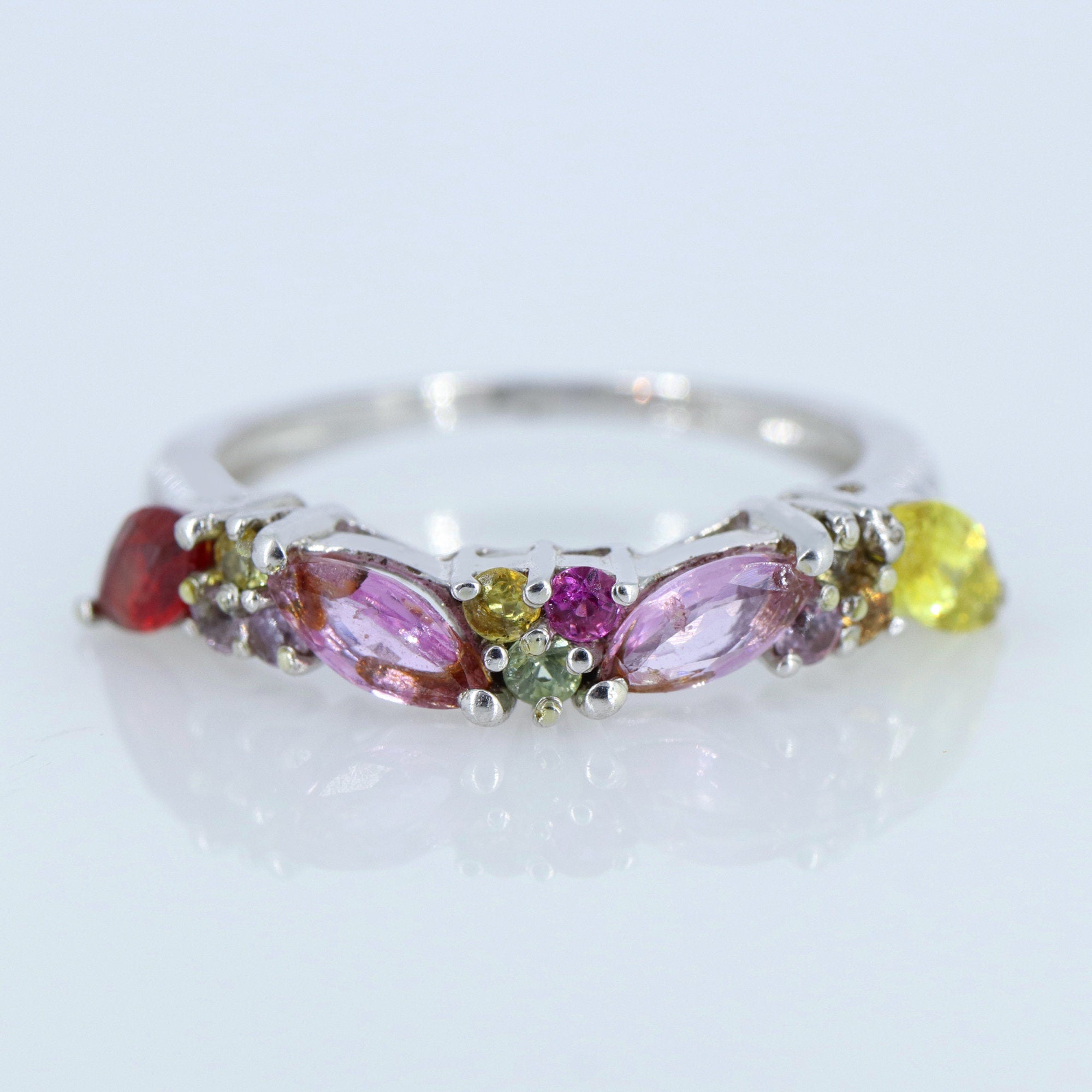 Classic Multi Sapphire Ring Silver