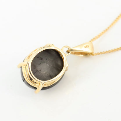 Black Star Gemstone Pendant 14K Gold
