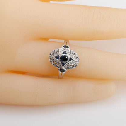& Blue Sapphire Ring 14K Gold