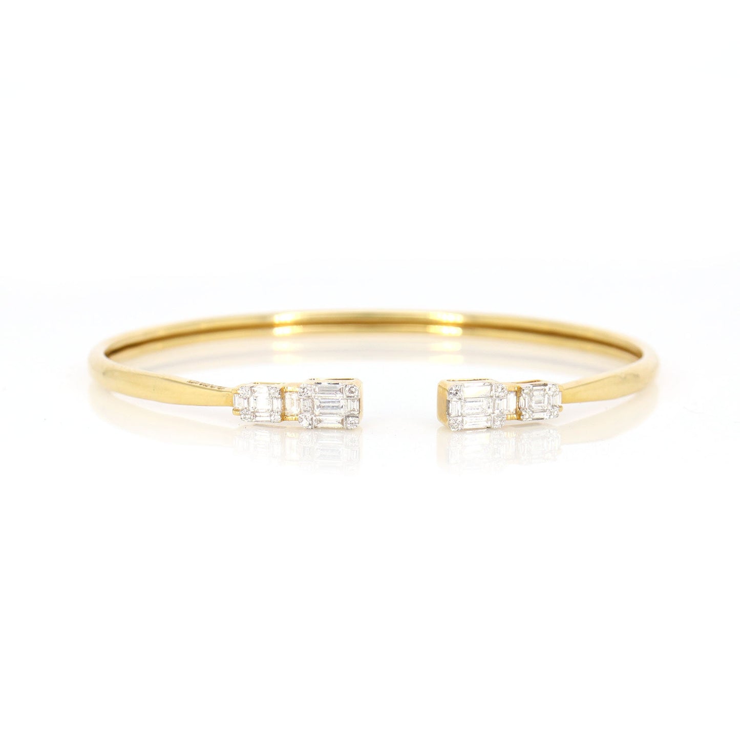 Yellow Open Cuff Illusion Bezel Stackable Bangle Cuff Bracelet 18K Gold