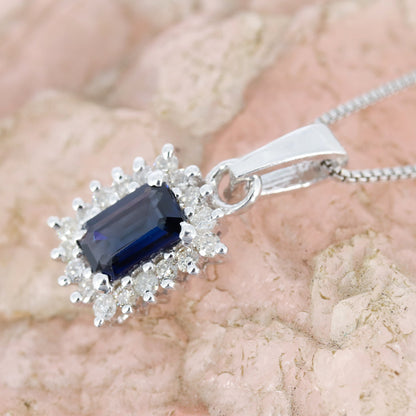 Genuine Blue Sapphire Pendant Silver