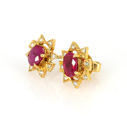 Minimalist Real Ruby Earring 18K Gold