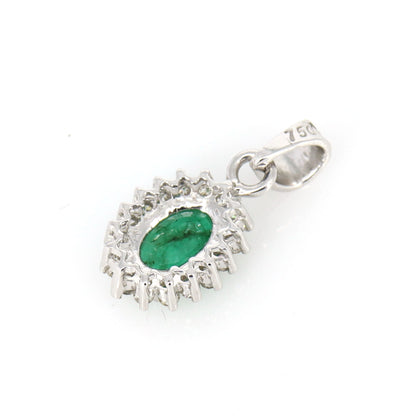 Oval Cut Emerald Pendant 18K Gold