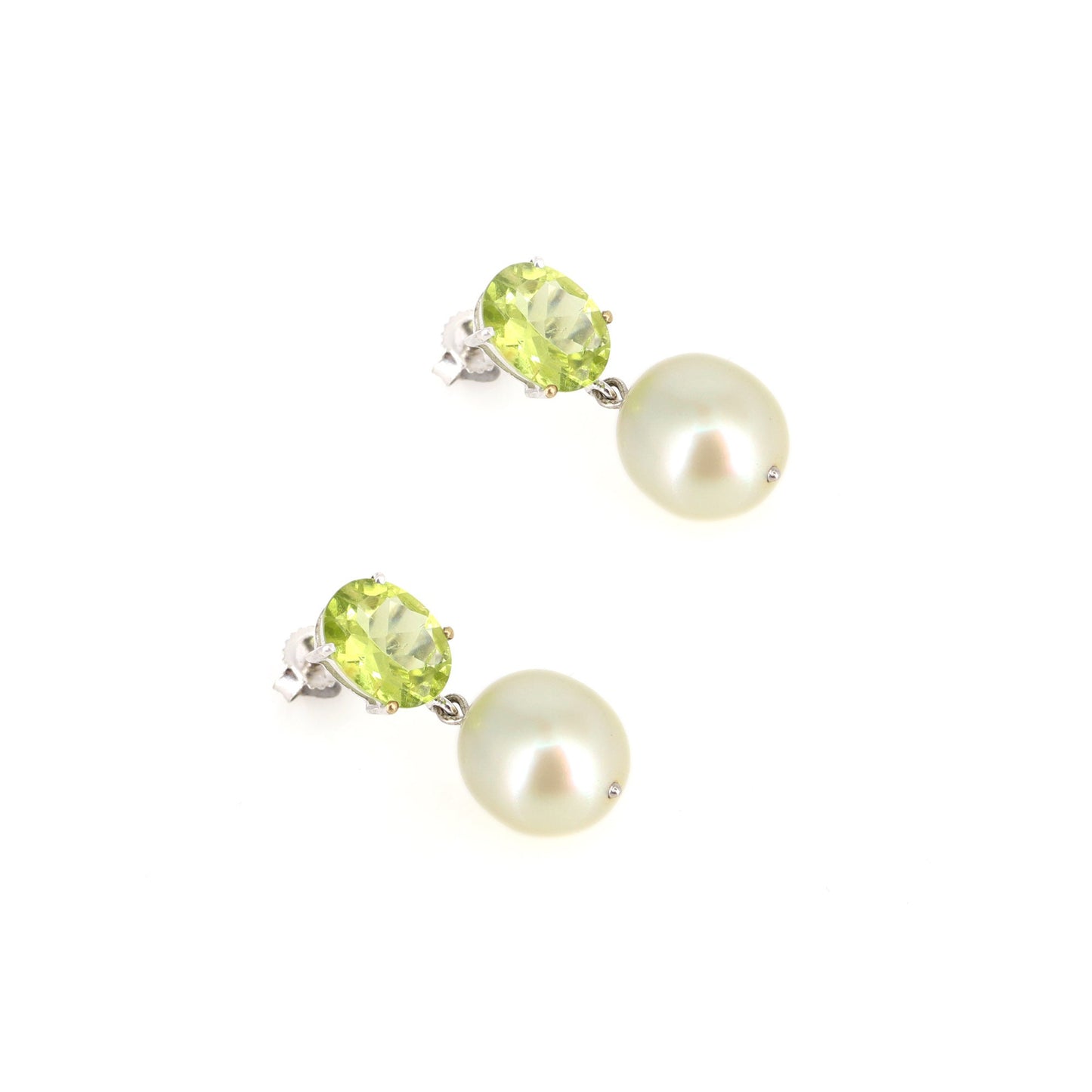 Greenn Peridot Pearl Drop Earring 14K Gold