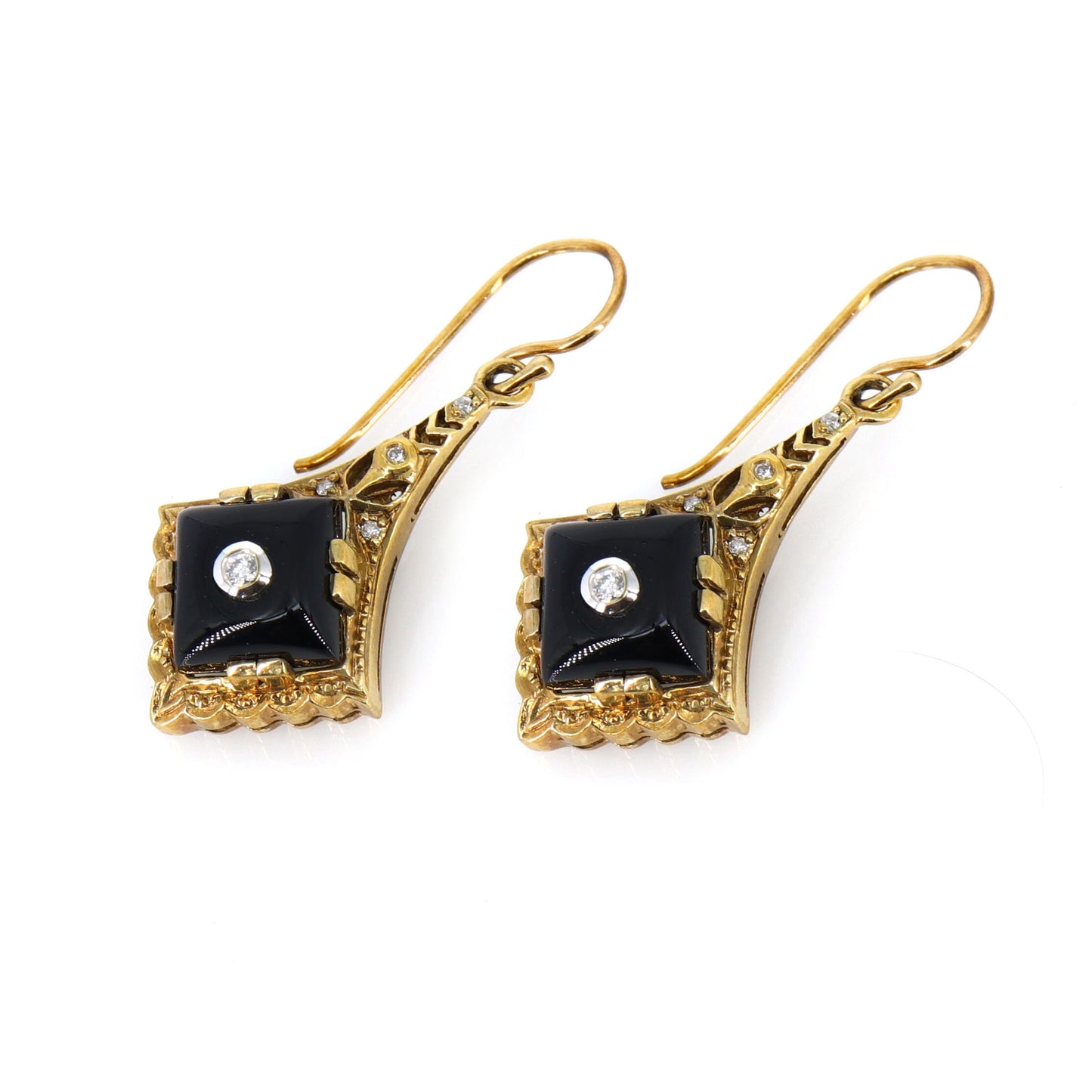 Black Onyx Earring Gold