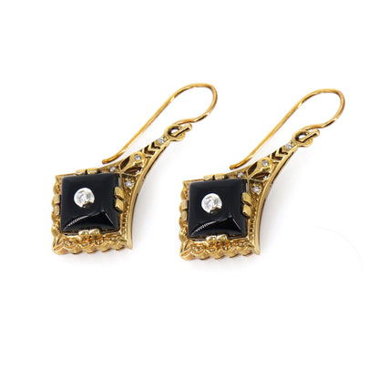 Black Onyx Earring Gold