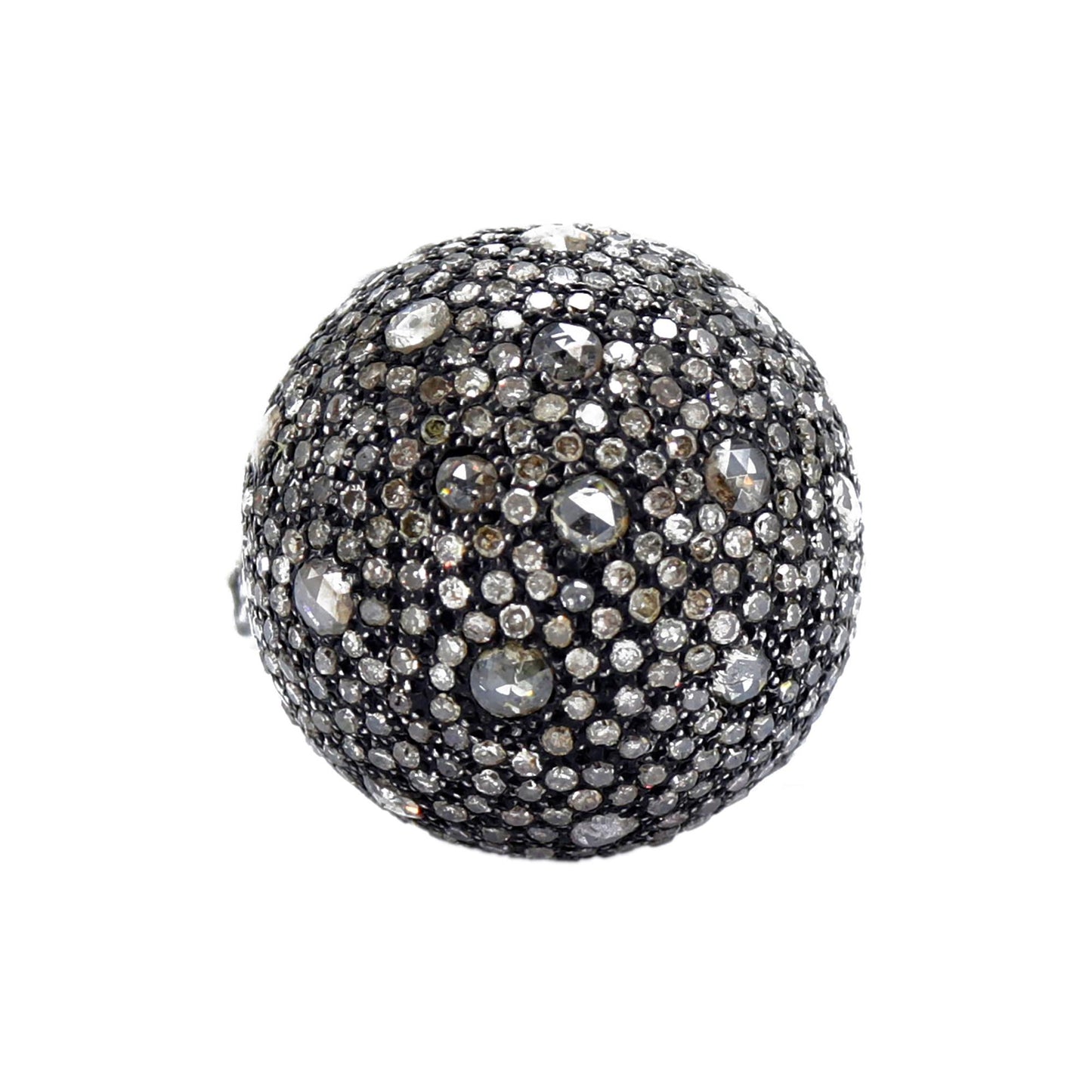 Vintage Glamour Sterling Ball Shape Round Ring Silver