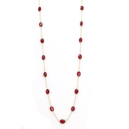 Yellow Red Ruby Necklace 14K Gold