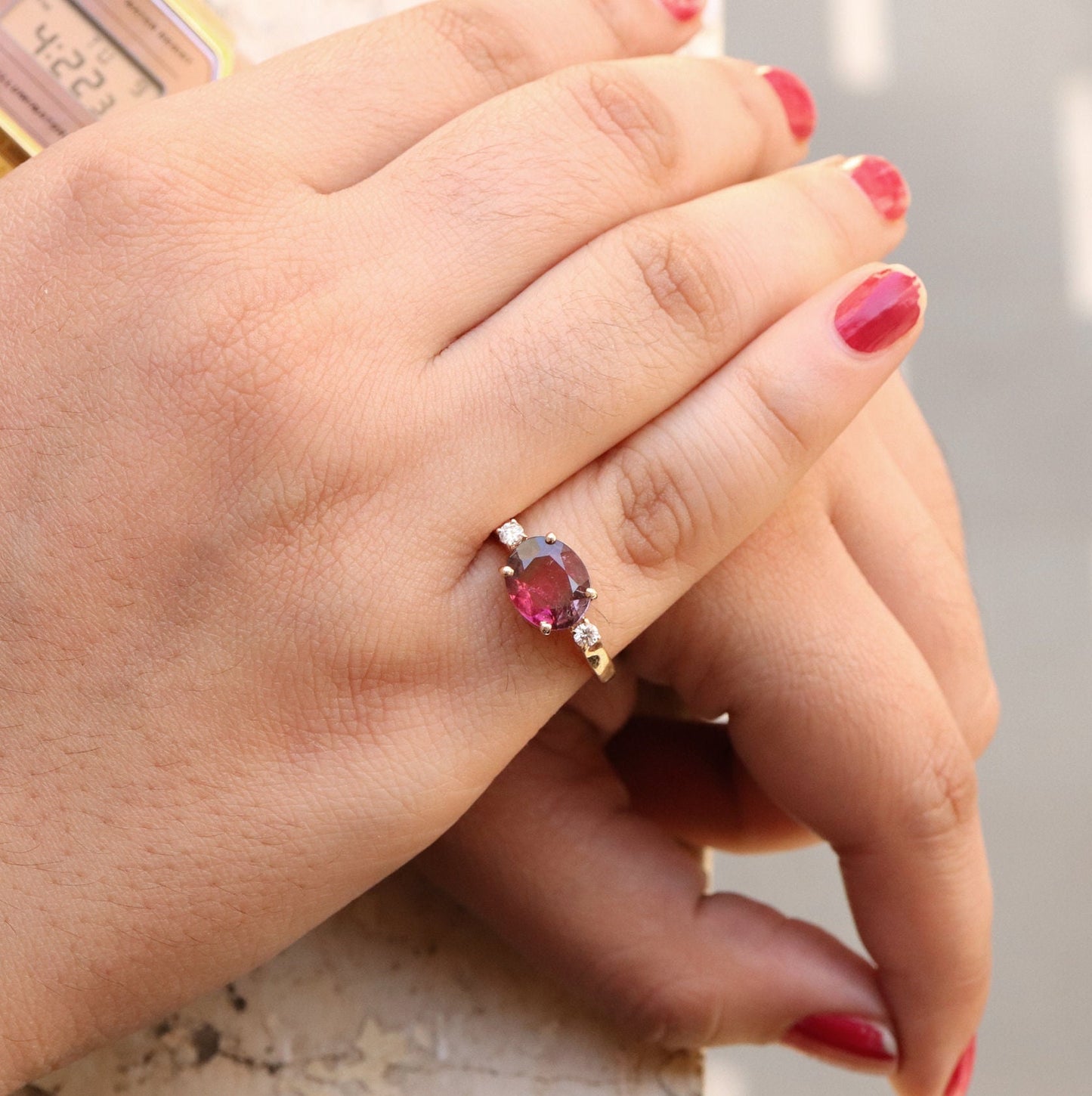 Bicolor Tourmaline Ring 14K Gold
