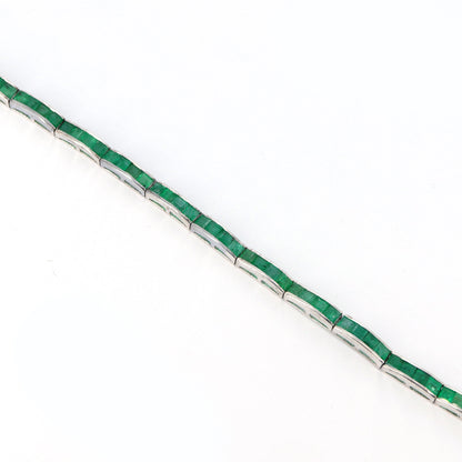 Princess Cut Emerald Bracelet Silver