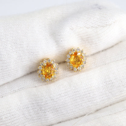 Yellow Sapphire Earring 14K Gold