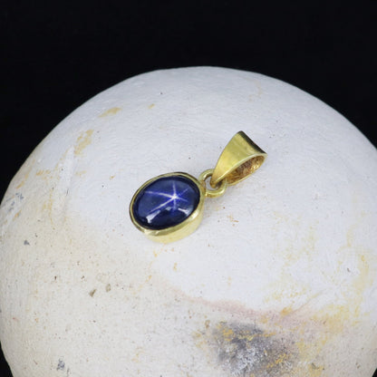 Blue Star Sapphire Pendant 14K Gold