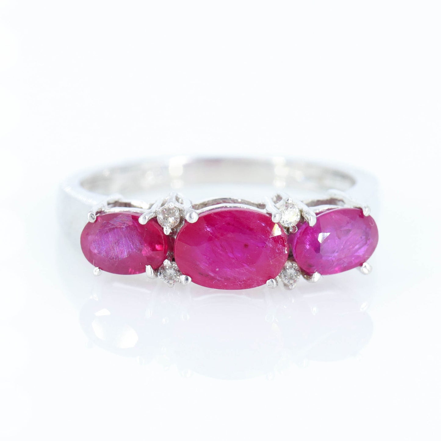 Ruby Three Stone Ring Silver