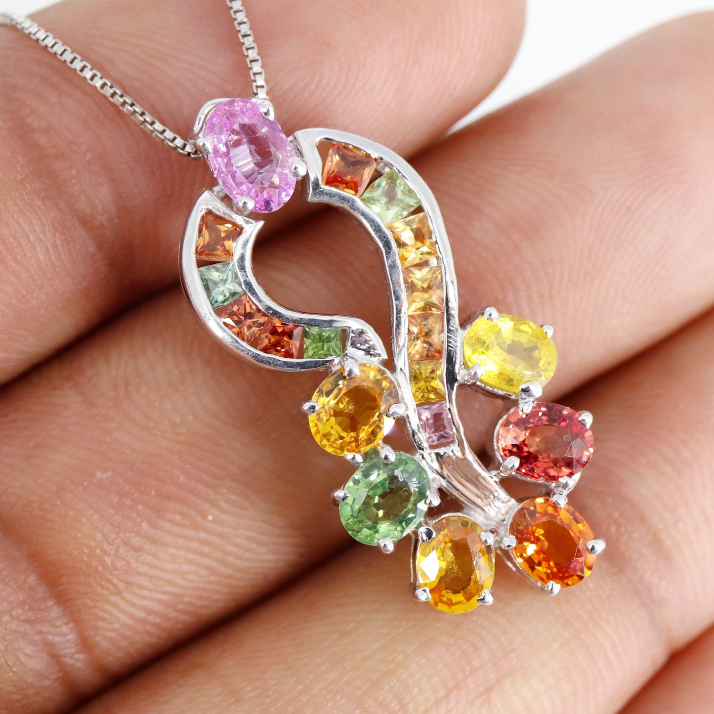 Multi Sapphire 925 Sterling Pendant Gold