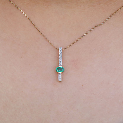 Straight Style Yellow Emerald Pendant 14K Gold