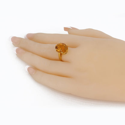 Yellow Jewelry Golden Topaz Gemstone Ring 18K Gold