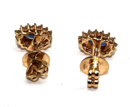 Yellow Blue Sapphire Studs Earring 14K Gold