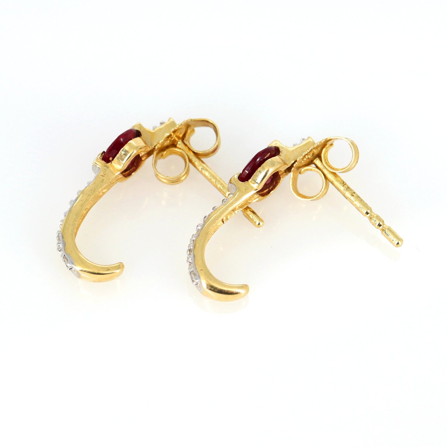 Ruby Studs/ Yellow Dainty Studs/ Earring 14K Gold
