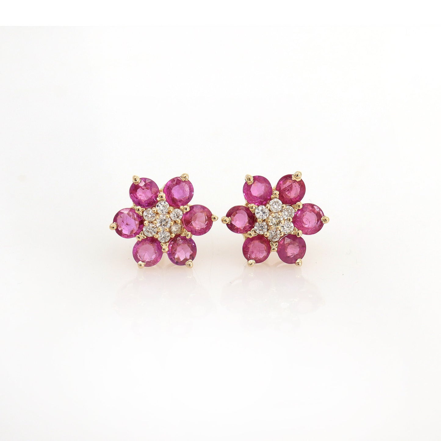 Ruby White Stud Earring 14K Gold
