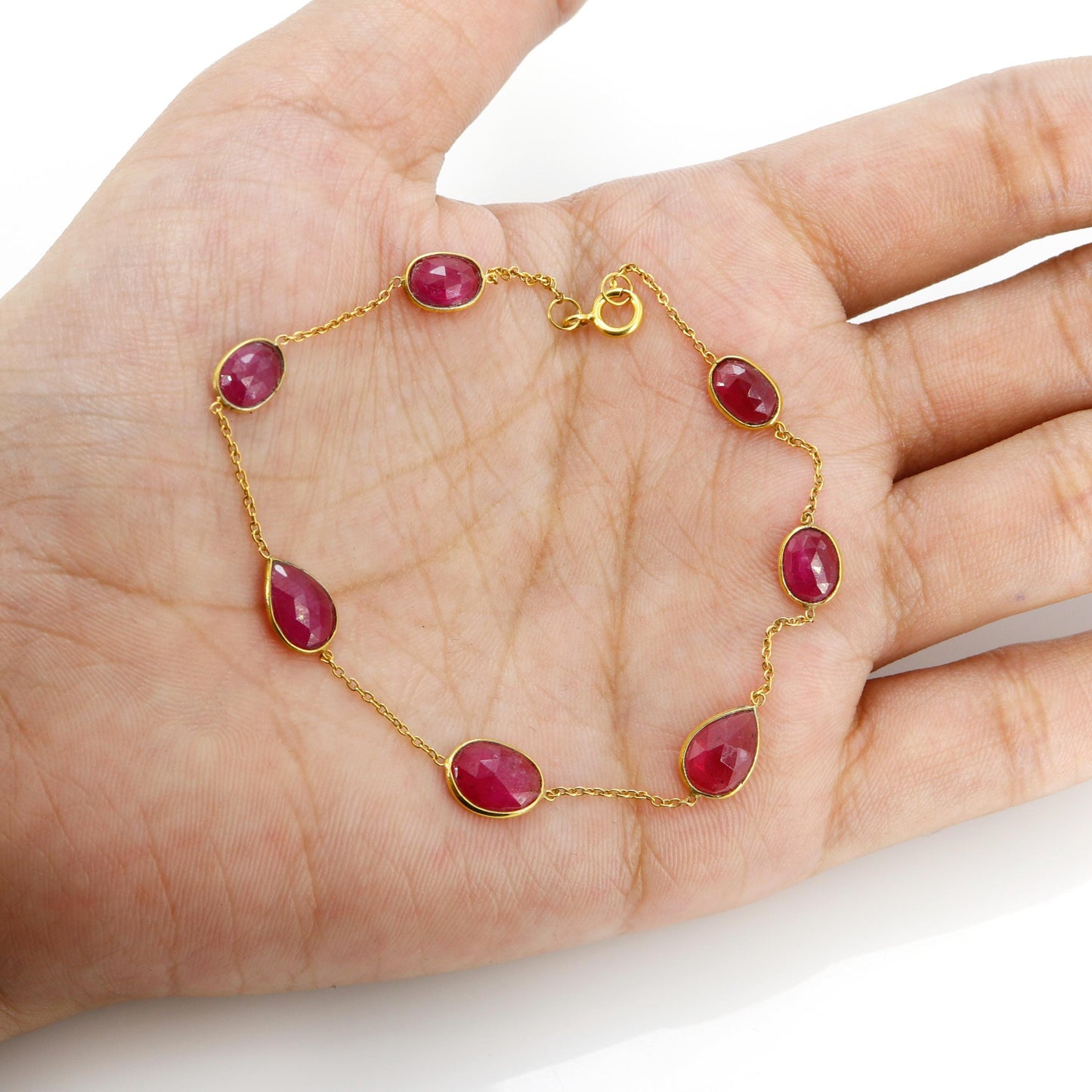 Handmade Ruby Bracelet 14K Gold