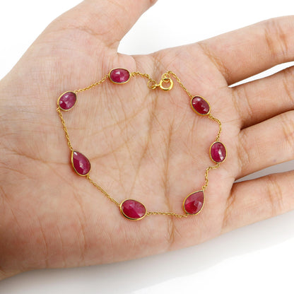 Handmade Ruby Bracelet 14K Gold