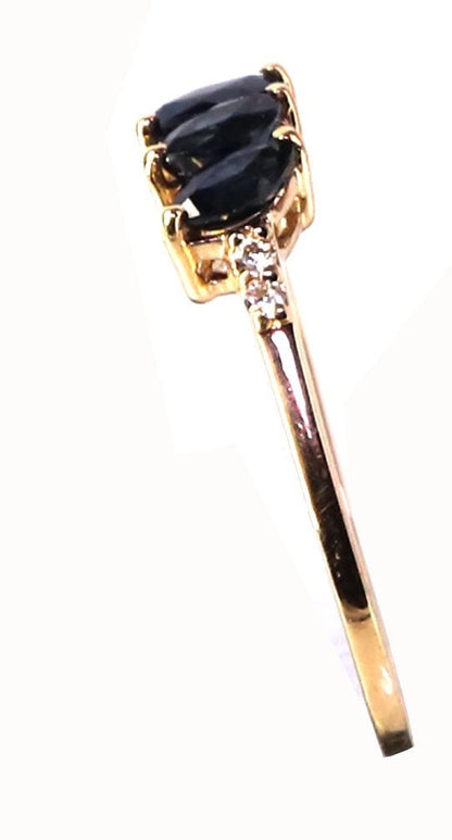 Marquise Blue Sapphire Ring 14K Gold