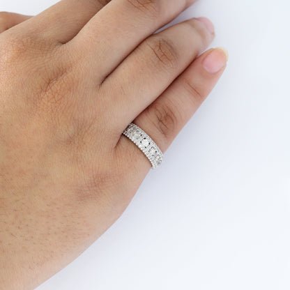 Half Eternity White Band Real Ring 18K Gold