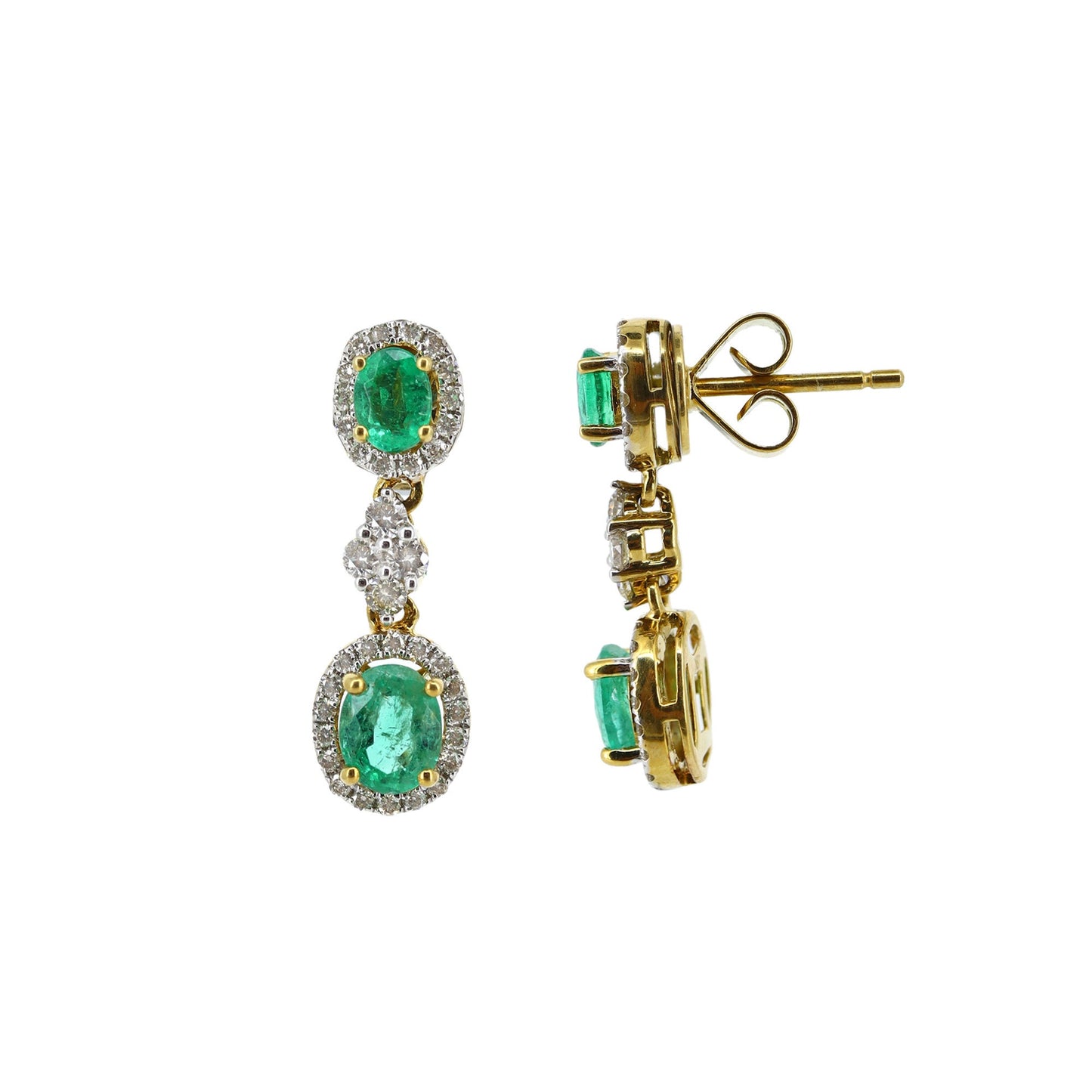 Yellow Oval Cut Emerald Earring 18K Gold