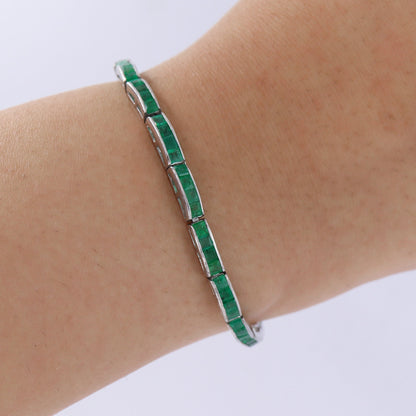 Princess Cut Emerald Bracelet Silver
