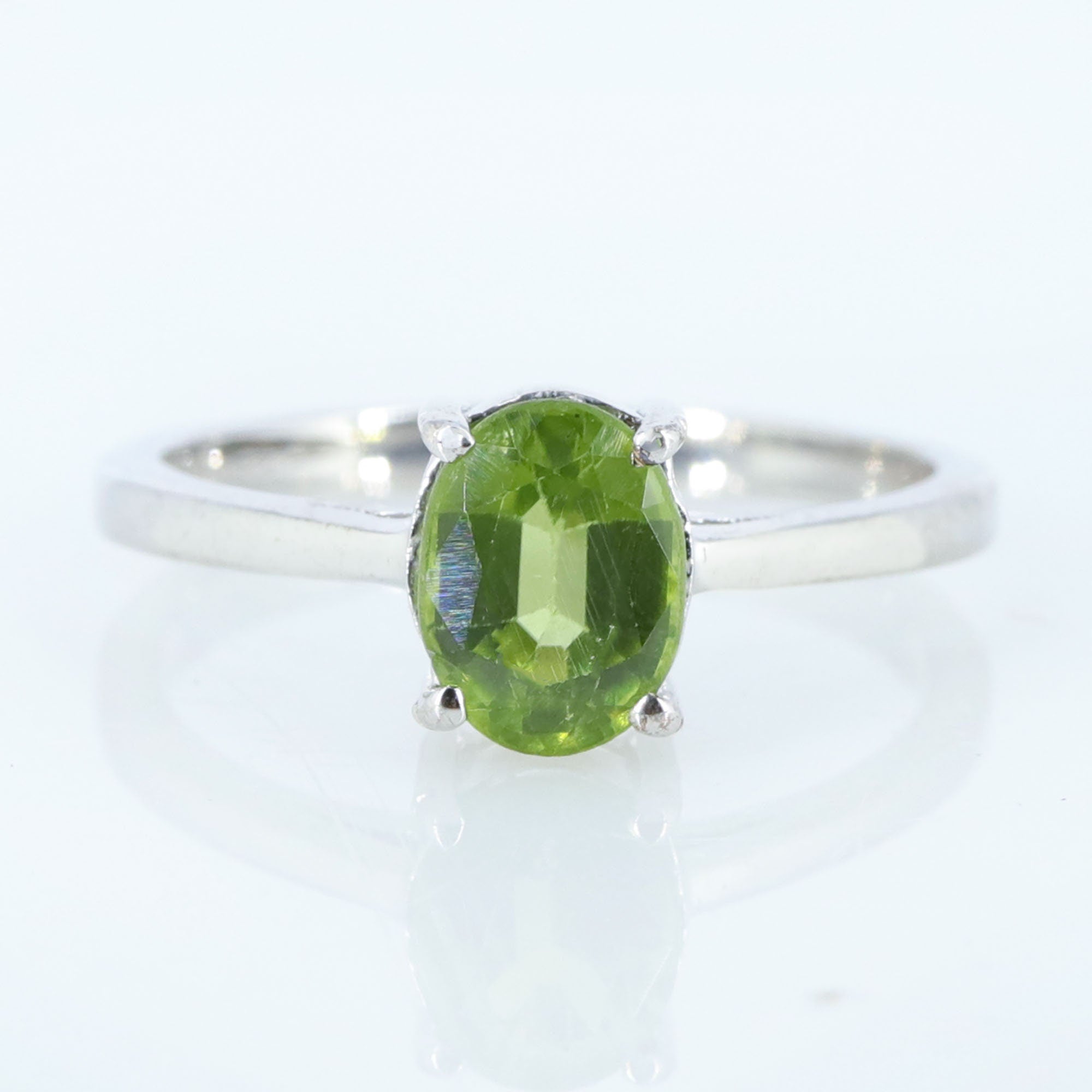 Oval Peridot Sterling Ring Silver