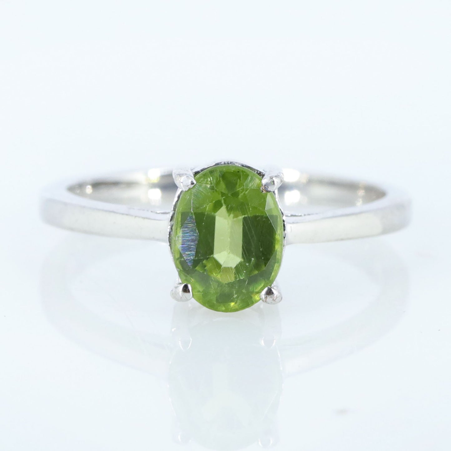 Oval Peridot Sterling Ring Silver