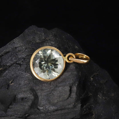 Green Amethyst Pendant 14K Gold