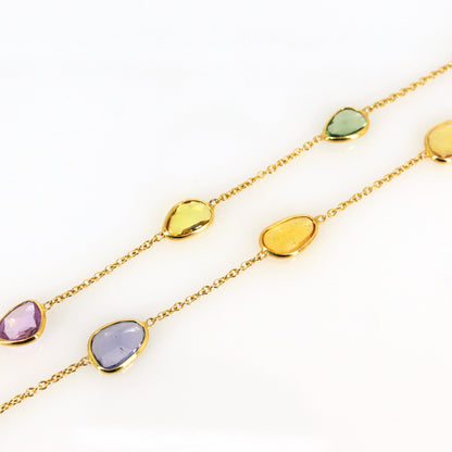 Yellow Sapphire Gemstone Necklace 18K Gold