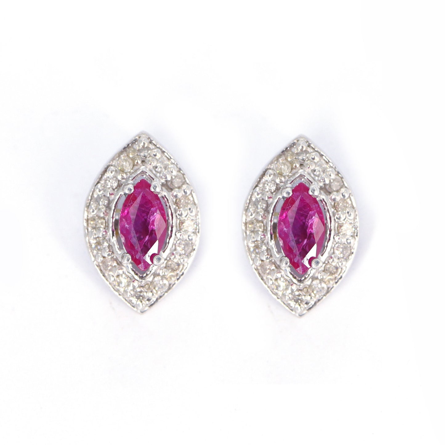 Evil Eye 925 Sterling Studs Ruby & Studs Birthday Wife Studs Dainty Marquise Cut Stone Silver
