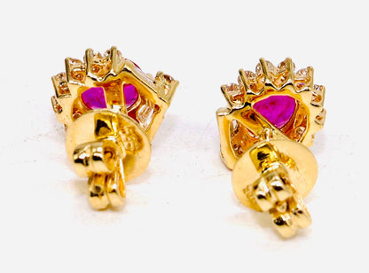 Ruby Studs Yellow Oval Cut Ruby Earring 14K Gold