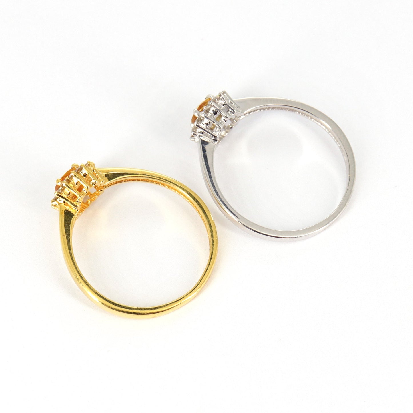 Minimalist White/Yellow Cluster Setting Ring 14K Gold