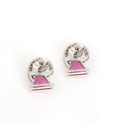 Beautiful White Rubellite Tourmaline Stud Earring 18K Gold