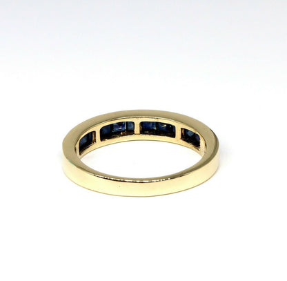 Yellow Blue Sapphire Eternity Band Ring 14K Gold