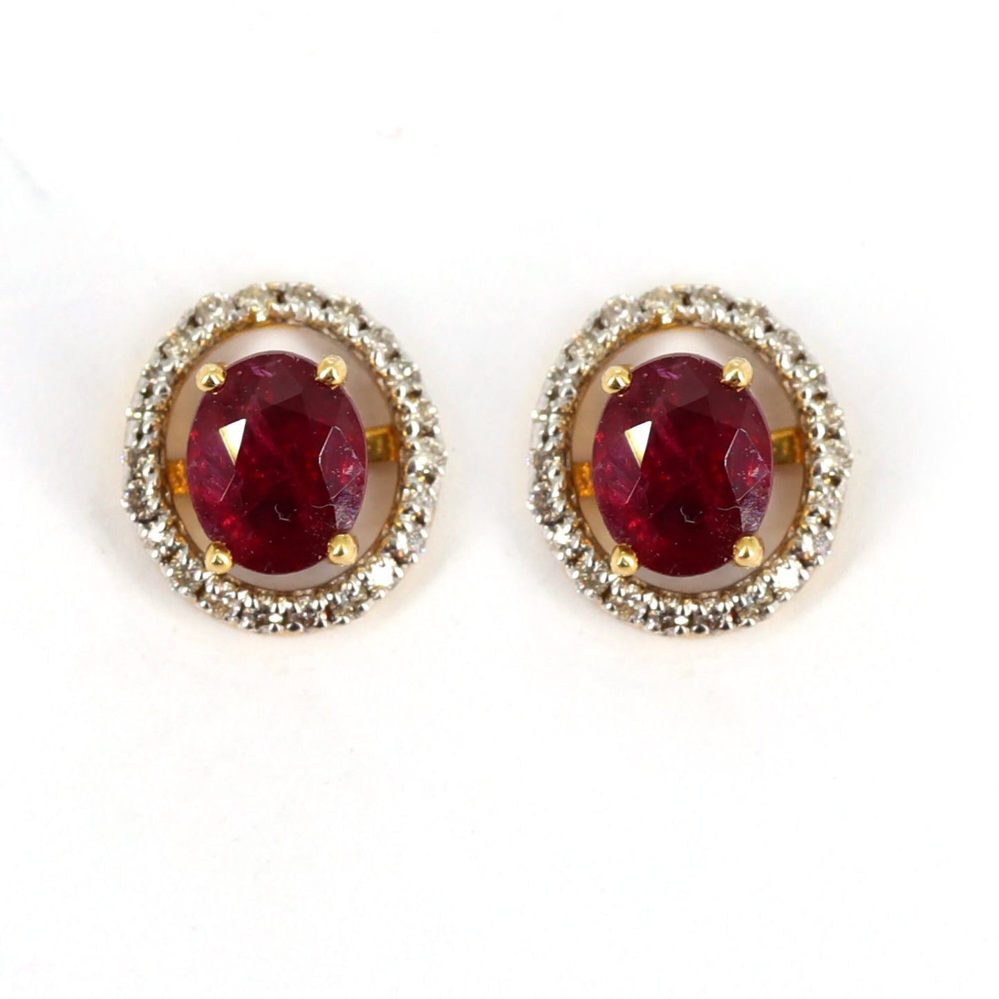 Ruby Halo Earring 18K Gold