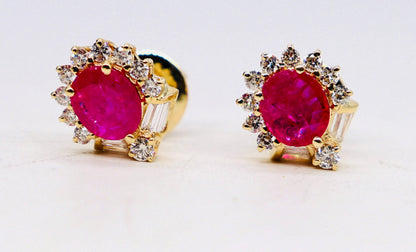 Ruby Studs Yellow Oval Cut Ruby Earring 14K Gold