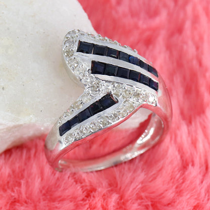 Statement Sapphire Ring Silver
