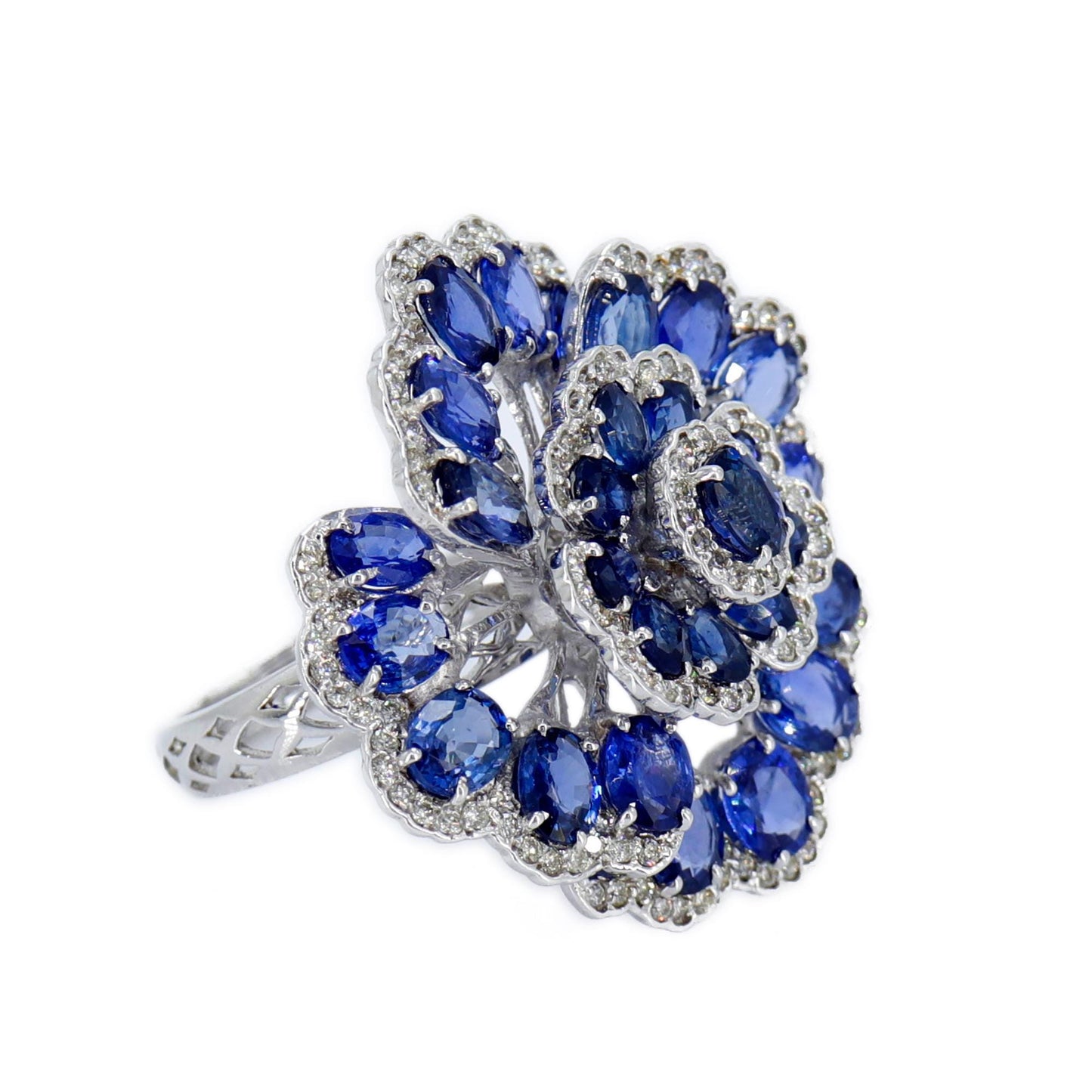 Statement Blue Sapphire Ring 14K Gold