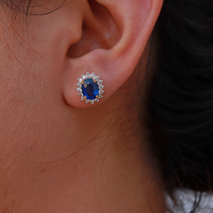 Kyanite Halo Studs: Yellow Earring 18K Gold