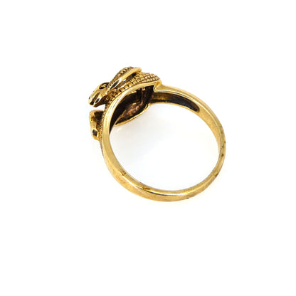 Vintage 9K Double Head Snake Ring Gold