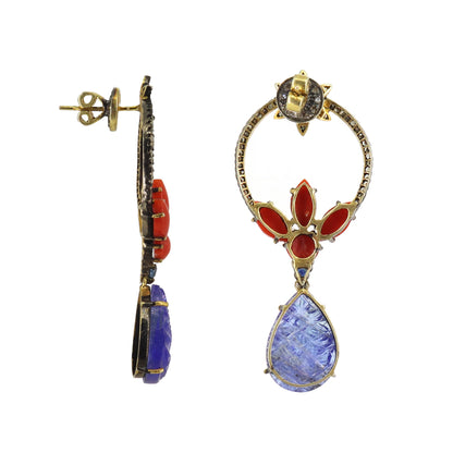 Tanzanite Carving Earring