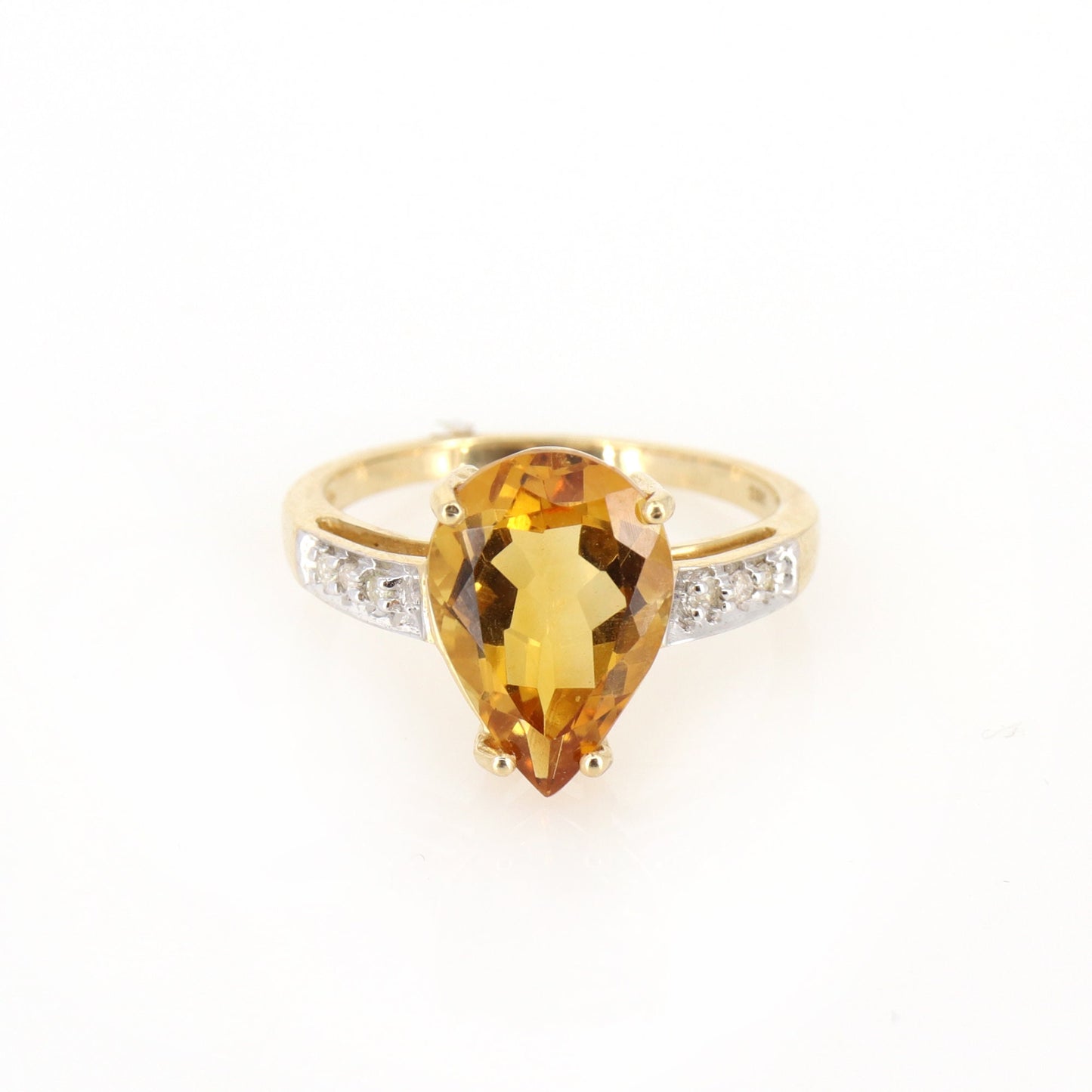 Pear Cut Citrine Ring 14K Gold